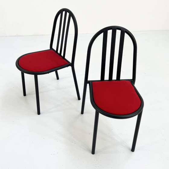 Image 1 of Set van 4 stoelen No.222 in rode stof van Robert Mallet-Stevens voor Pallucco Italia, 1980S