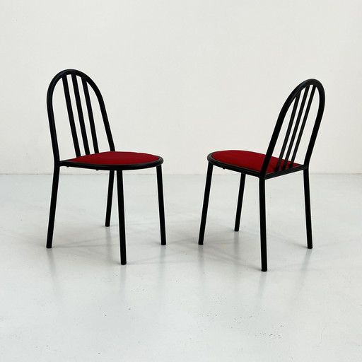 Set van 4 stoelen No.222 in rode stof van Robert Mallet-Stevens voor Pallucco Italia, 1980S