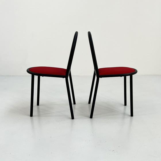 Image 1 of Set van 4 stoelen No.222 in rode stof van Robert Mallet-Stevens voor Pallucco Italia, 1980S