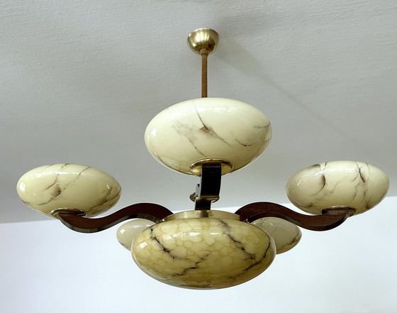 Image 1 of XXL Art Deco Glazen Hanglamp