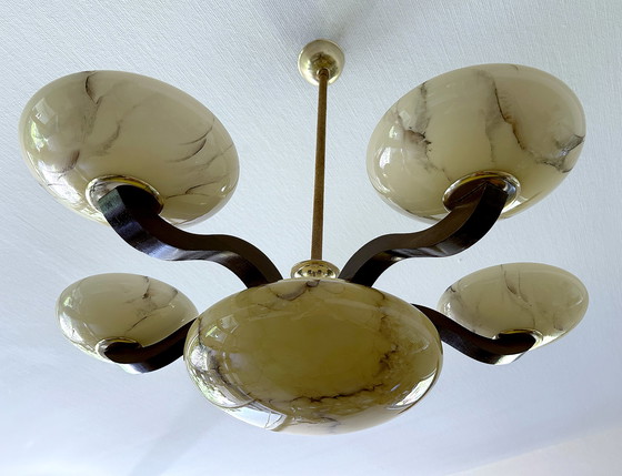 Image 1 of XXL Art Deco Glazen Hanglamp