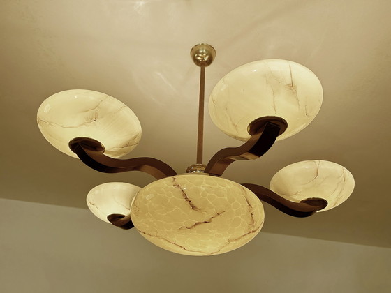 Image 1 of XXL Art Deco Glazen Hanglamp