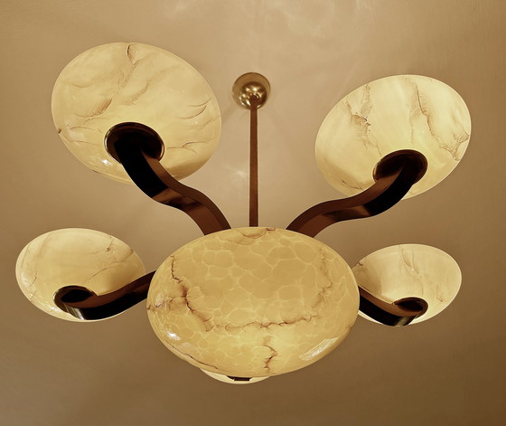 Image 1 of XXL Art Deco Glazen Hanglamp