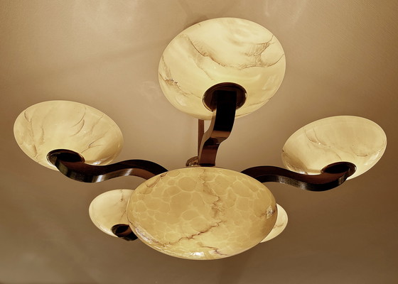 Image 1 of XXL Art Deco Glazen Hanglamp