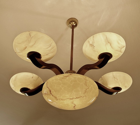 Image 1 of XXL Art Deco Glazen Hanglamp