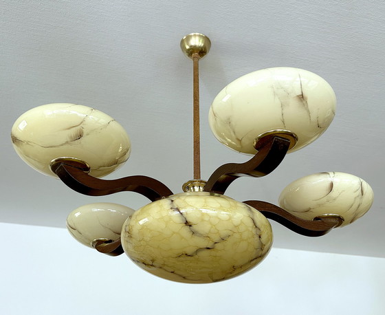 Image 1 of XXL Art Deco Glazen Hanglamp