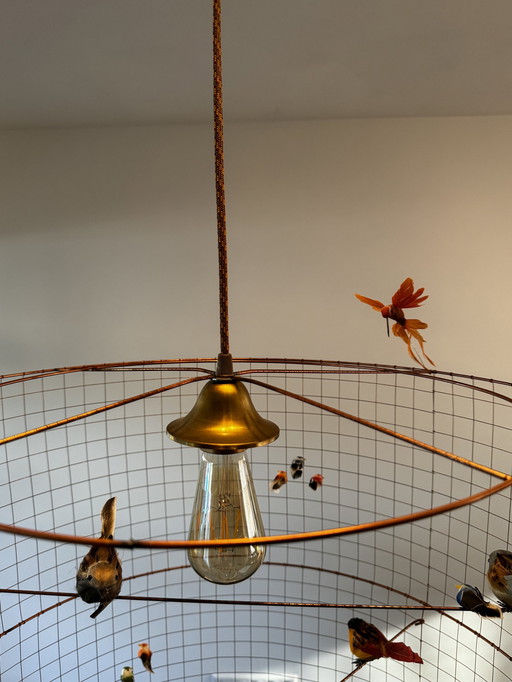 Design Lamp Met Vogels En Koperdraad