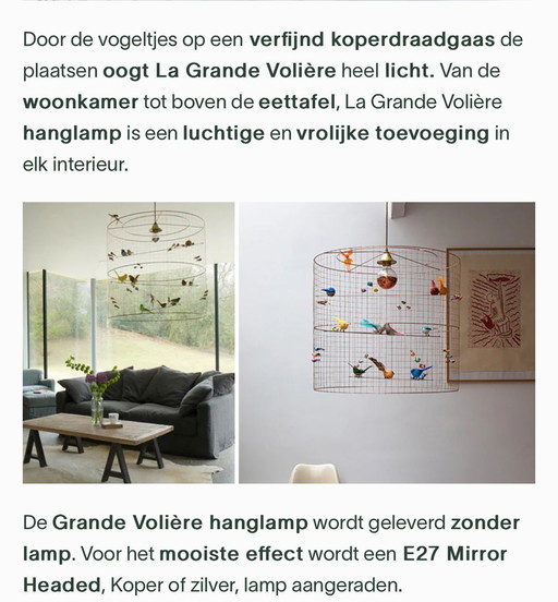 Design Lamp Met Vogels En Koperdraad