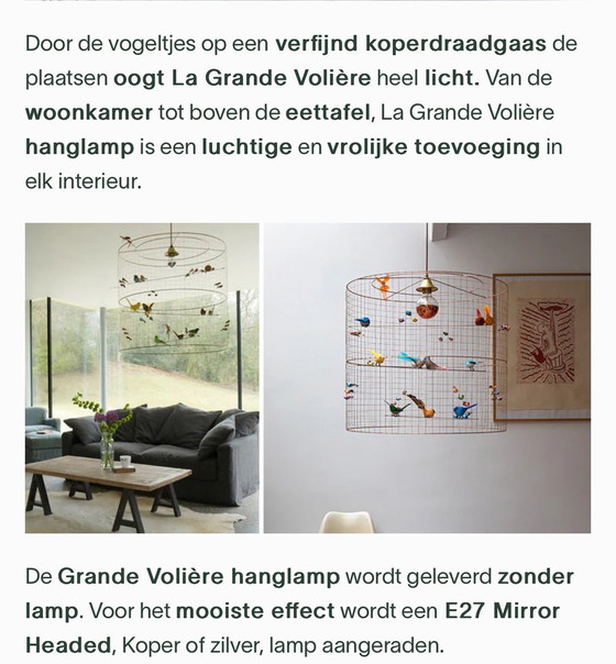 Image 1 of Design Lamp Met Vogels En Koperdraad