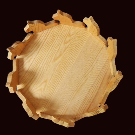 Image 1 of Houten Dienblad Met Zweedse Paardjes / Dala Paardjes