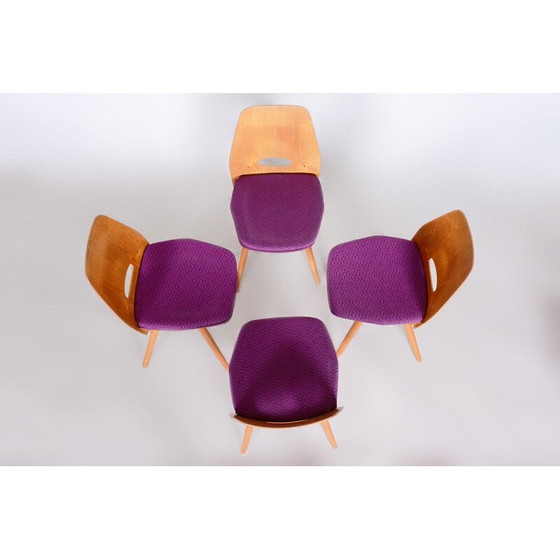 Image 1 of Set van 4 mid century eetkamerstoelen van František Jirák voor Tatra Nábytok