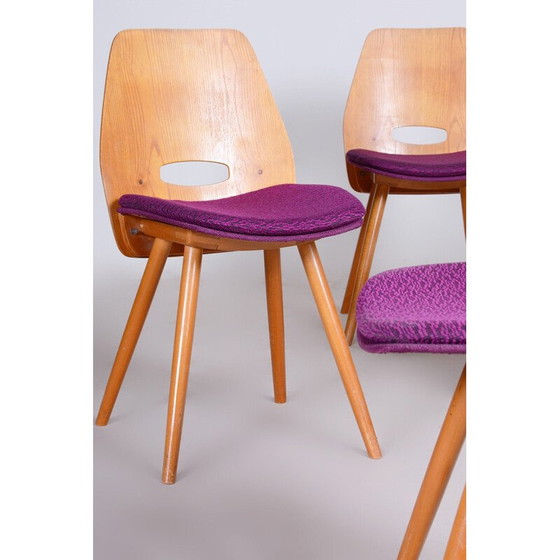 Image 1 of Set van 4 mid century eetkamerstoelen van František Jirák voor Tatra Nábytok