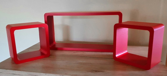 Image 1 of Vintage Planken - Modulaire Eenheden - Gelakt Hout - 1980