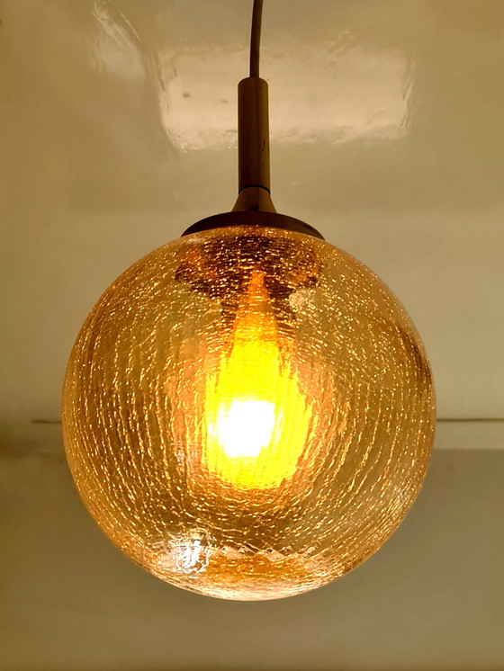 Image 1 of Vintage Hanglamp - Jaren 60 - Messing, Glas Ø20Cm - Duitsland