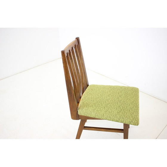 Image 1 of Set van 4 vintage houten en stoffen eetkamerstoelen, Tsjecho-Slowakije 1960
