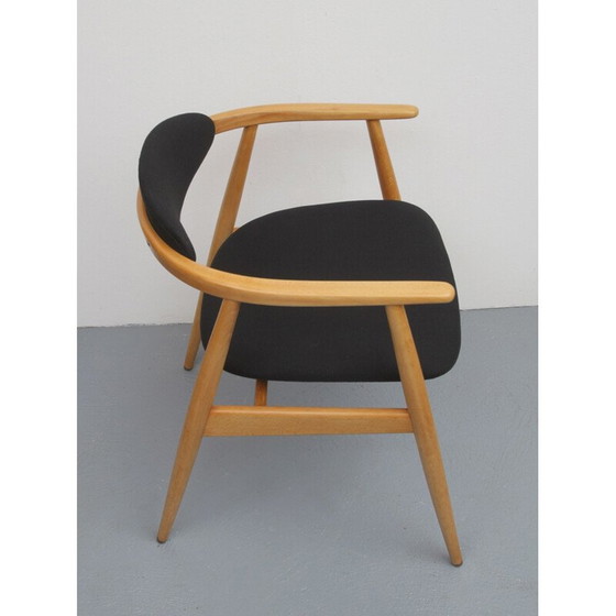 Image 1 of Vintage fauteuil zwart in beukenhout 1960