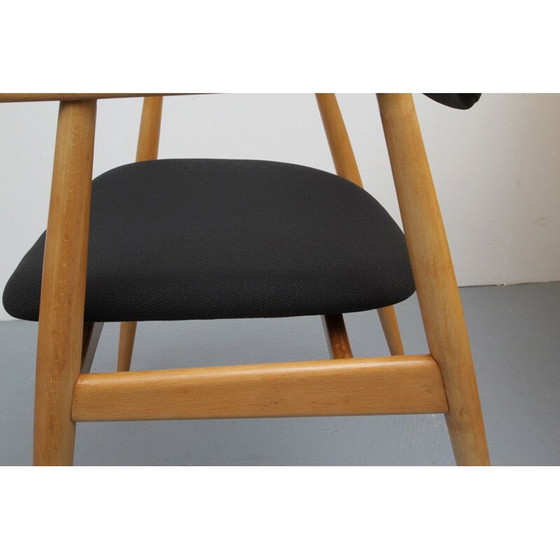 Image 1 of Vintage fauteuil zwart in beukenhout 1960