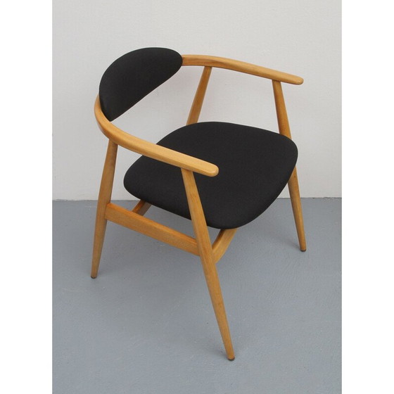 Image 1 of Vintage fauteuil zwart in beukenhout 1960
