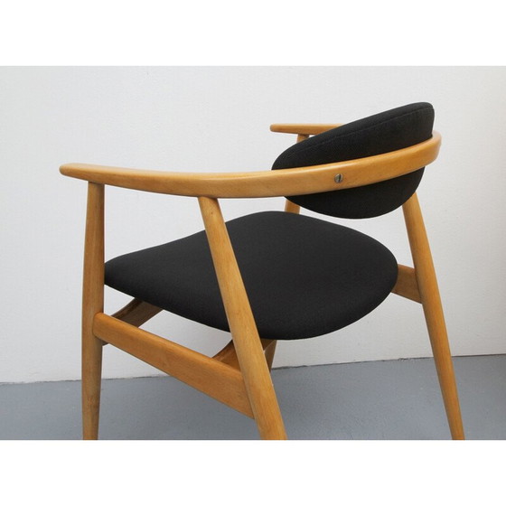Image 1 of Vintage fauteuil zwart in beukenhout 1960