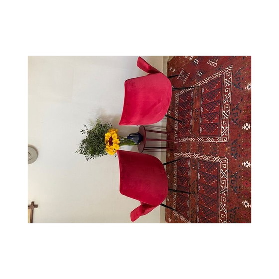 Image 1 of Paar vintage Italiaanse fauteuils in rood fluweel
