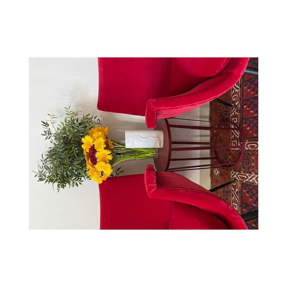 Image 1 of Paar vintage Italiaanse fauteuils in rood fluweel