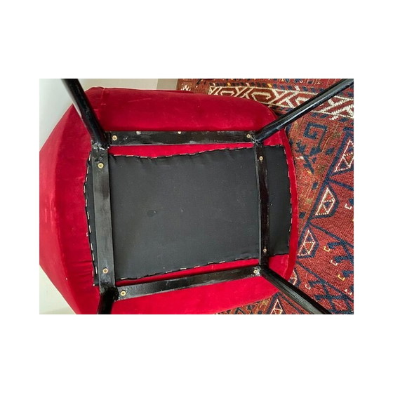 Image 1 of Paar vintage Italiaanse fauteuils in rood fluweel