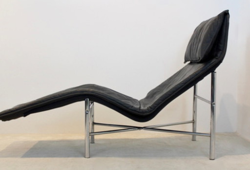 Zwart lederen chaise longue 'Skye' van Tord Björklund