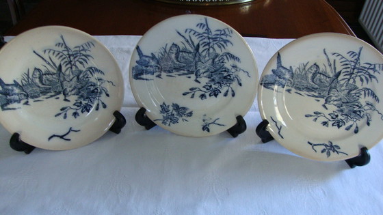Image 1 of 8x Vintage Bordjes Met Vogeltjes