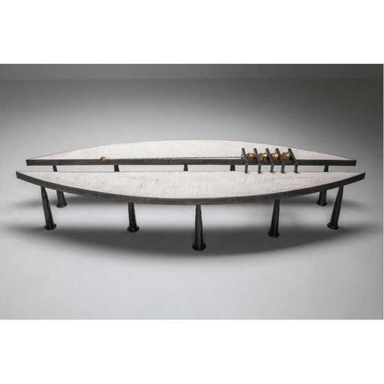 Image 1 of Vintage stalen en stenen salontafel van Thomas Serruys Metaal en Steen, 2019
