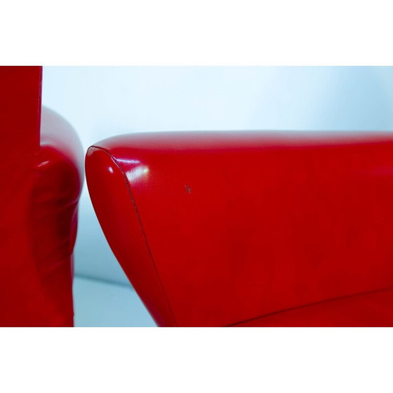 Image 1 of Paar Vintage rode draaifauteuils van Drevotvar, 1978