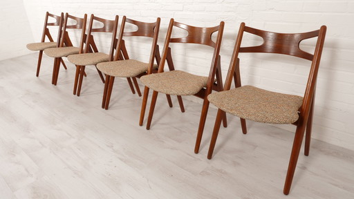 Set Van 6 Eetkamerstoelen | ‘Sawbuck Chair’ | Ch29P | Hans Wegner | Carl Hansen