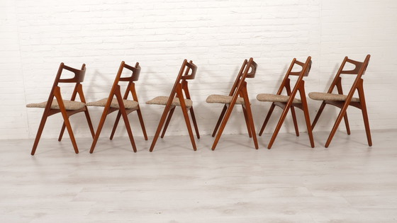 Image 1 of Set Van 6 Eetkamerstoelen | ‘Sawbuck Chair’ | Ch29P | Hans Wegner | Carl Hansen