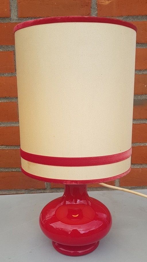 2X tafellampen met glazen voet, 1960S