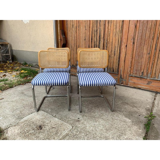 Image 1 of Set van 4 vintage Italiaanse B32 Cesca stoelen van Marcel Breuer, 1970