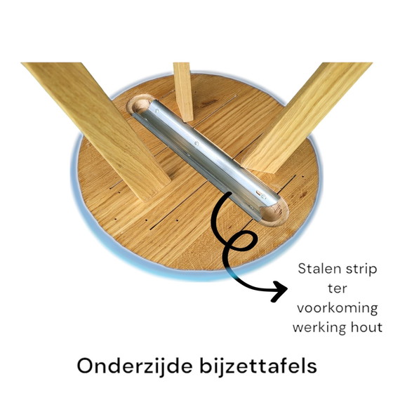 Image 1 of Eiken Ronde Pastelblauwe Bijzettafel