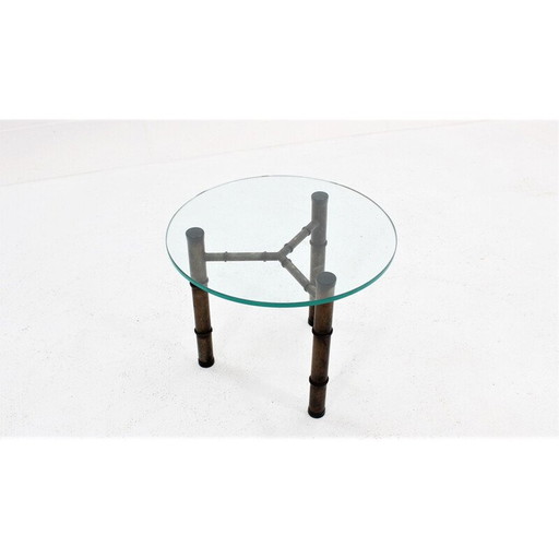 Vintage metalen salontafel, imitatie bamboe, Italië 1970