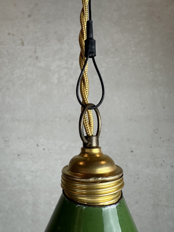 Image 1 of Vintage Emaille Hanglamp - Groen