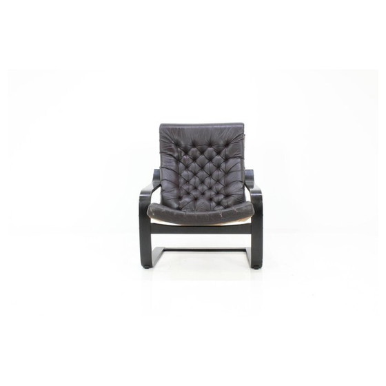Image 1 of Vintage leren poemastoel van Noboru Nakamura voor Ikea, 1970