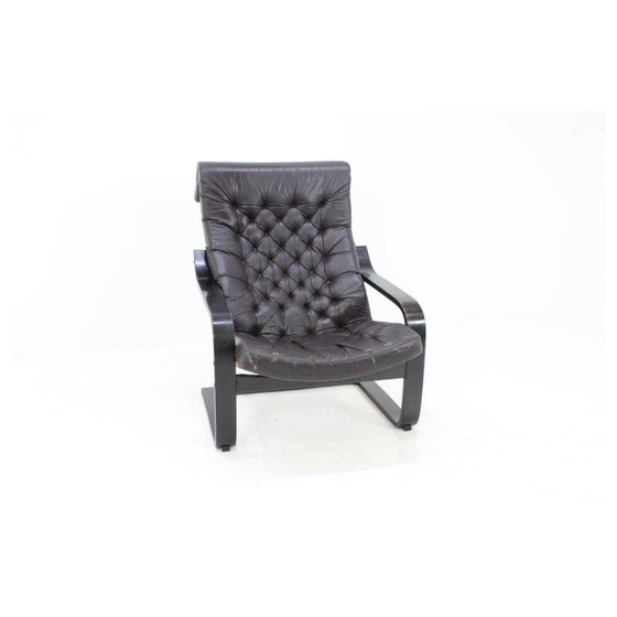 Image 1 of Vintage leren poemastoel van Noboru Nakamura voor Ikea, 1970