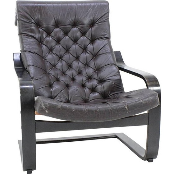 Image 1 of Vintage leren poemastoel van Noboru Nakamura voor Ikea, 1970