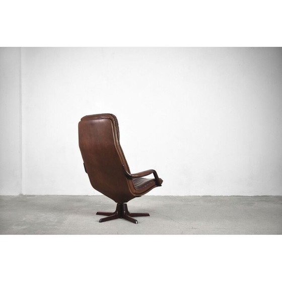 Image 1 of Verstelbare vintage leren stoel en voetenbank van Berg Furniture, 1970