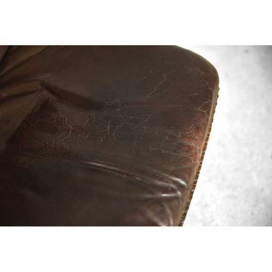 Image 1 of Verstelbare vintage leren stoel en voetenbank van Berg Furniture, 1970