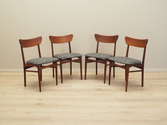 Image 1 of Set van vier teakhouten stoelen, Deens ontwerp, 1970S, Productie: Denemarken