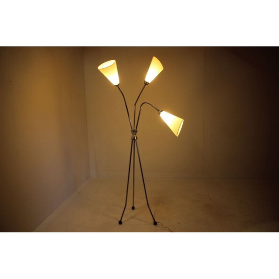 Image 1 of Vintage chromen vloerlamp met kap, Tsjecho-Slowakije 1960