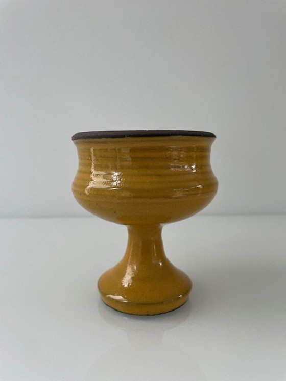 Image 1 of Vintage Kelk Mosterd Geel Geglazuurd Keramiek (10Cm Hoog)