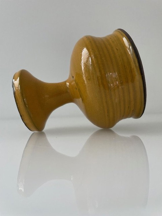 Image 1 of Vintage Kelk Mosterd Geel Geglazuurd Keramiek (10Cm Hoog)