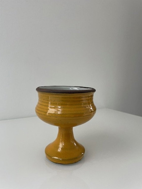 Image 1 of Vintage Kelk Mosterd Geel Geglazuurd Keramiek (10Cm Hoog)