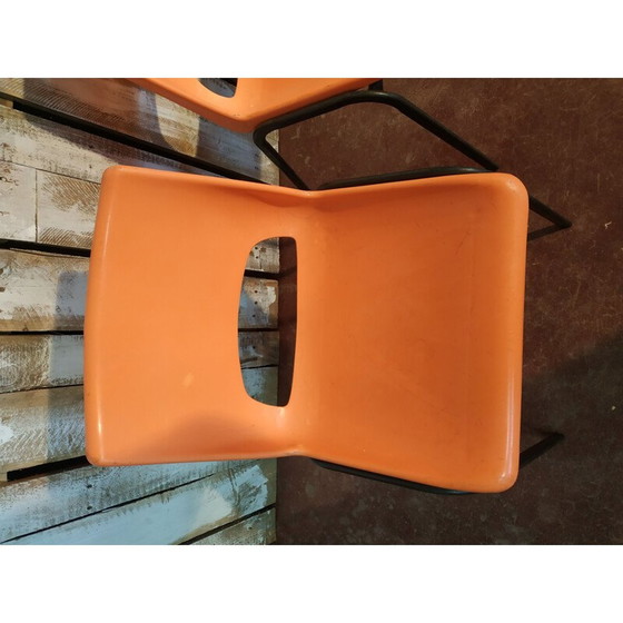 Image 1 of Set van 4 vintage oranje stoelen van Robin, jaren 1970