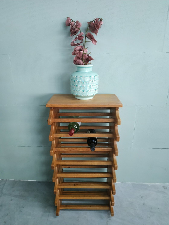Image 1 of Jaren 70 Scandinavische Stijl Eikenhout Wijnrek/Flessenrek