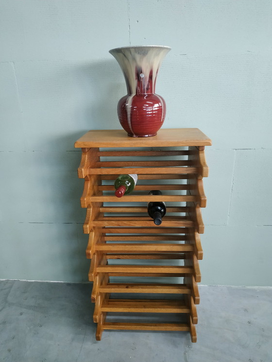 Image 1 of Jaren 70 Scandinavische Stijl Eikenhout Wijnrek/Flessenrek